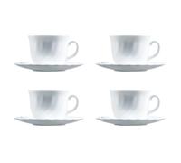 Juego de Tazas con Platos Luminarc Trianon (4 pcs) Blanco Vidrio 280 ml 4 Piezas