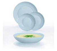 Luminarc Vajilla de vidrio opal Apy Paradise 18 piezas para 6 personas | Azul, diseño redondo, acabado brillo, apilable, fabricada en Francia, apta para microondas y frigorífico