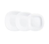 Luminarc Vajilla de vidrio opal Carine 18 piezas para 6 personas | Blanco, diseño cuadrado, acabado brillo, fabricada en Francia, apta para microondas y frigorífico