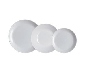 Luminarc Vajilla de vidrio opal Diwali Granit 18 piezas para 6 personas | Gris, diseño redondo, acabado brillo, fabricada en Francia, apta para microondas y frigorífico