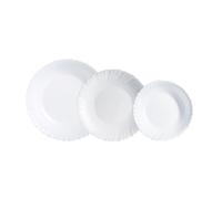 Luminarc Vajilla de vidrio opal Feston 18 piezas para 6 personas | Blanco, diseño redondo, acabado brillo, apilable, fabricada en Francia, apta para microondas y frigorífico