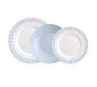 Luminarc Vajilla de vidrio opal Romantic 12 piezas para 4 personas | Azul, diseño redondo, acabado decorado, apilable, fabricada en Francia, apta para microondas y frigorífico