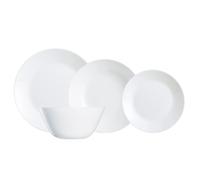 Luminarc Vajilla de vidrio opal Zelie 19 piezas para 6 personas | Blanco, diseño redondo, acabado brillo, apilable, fabricada en Francia, apta para microondas