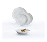 Luminarc Vajilla opal Diwali Granit Marb 18 piezas para 6 personas | Bicolor, diseño redondo, acabado brillo, vidrio opal, apilable, fabricada en Francia, apta para microondas y frigorífic