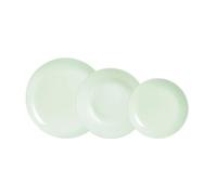 Luminarc Vajilla opal Diwali Paradise 12 piezas para 4 personas | Verde, diseño redondo, acabado brillo, vidrio opal, fabricada en Francia, apta para microondas