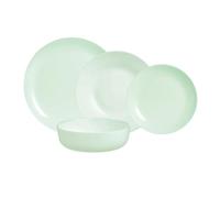 Luminarc Vajilla opal Diwali Paradise 19 piezas para 6 personas | Verde, diseño redondo, acabado brillo, vidrio opal, apta para microondas y frigorífico