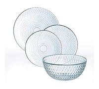 Luminarc Vajilla Vidrio Opal Pampille Blanco 19 Piezas con vajilla Completa y ensaladera (Transparente)