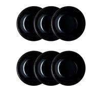 Luminarc Zelie Negro Set 6 Platos Hondos Vidrio 20cm Sodo Apto Microondas Apto Frigorífico Apilable