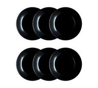 Luminarc Zelie Negro Set 6 Platos Llanos Vidrio 25cm Sodo Apto Microondas Apto Frigorífico Apilable