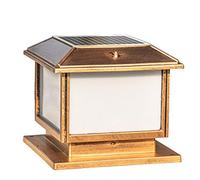 Luminaria de Poste de Máx. 60 W, Iluminación Solar para Patio, Farol Negro Mate/Bronce, Lámpara de Pie Exterior de Aluminio Fundido de 3 X 3, 4 X 4, 5 X 5, Poste de Madera, Lámparas Solares Led para J