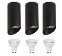 Luminaria de superficie Maclean GU10 3x7W negro redondo MCE360 B MCE437 WW
