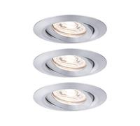 Luminaria empotrable LED Paulmann Nova Mini, juego de 3 unidades, orientable, 2700 K, aluminio torneado