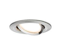 Paulmann 93877 Luminaria empotrable LED, Coin, foco empotrable plano Slim, proyector de techo redondo 6,8 W, acero, regulable y orientable, IP23 resistente a agua pulverizada