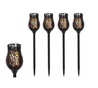 Lumineo Antorcha de iluminación LED solar, 42 cm, plástico, juego de 4 unidades, antorcha de jardín, lámpara solar para jardín, lámpara de pie, lámpara de jardín, lámpara solar, lámpara de camino