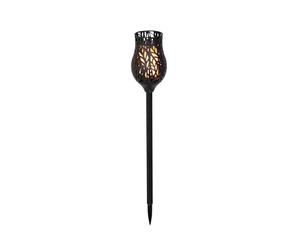 Lumineo Antorcha de iluminación LED solar, 42 cm, plástico, llama de jardín, lámpara solar para jardín, lámpara de pie, lámpara de jardín, lámpara solar, lámpara de camino, lámpara de barra - negro