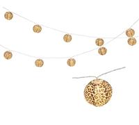Lumineo Cadena de luces LED con 10 farolillos de leopardo para exteriores, 2,7 m, cadena de luces para exteriores con batería/temporizador, iluminación para fiestas para jardín y balcón, para interior