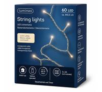 Lumineo Cadena de luces LED de 4,4 m, batería básica, 60 ledes, blanco