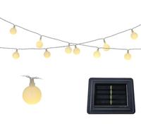Lumineo Cadena de luces LED solares con bolas, 2,9 m, cadena de luces solares para jardín, balcón, cadena solar, iluminación de jardín, iluminación exterior, decoración de jardín, color blanco cálido