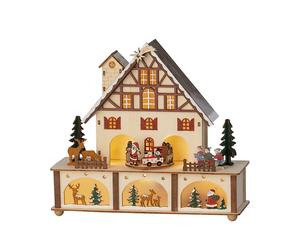 Lumineo casa de madera led con escena de papá noel, 9.6 pulgadas de a
