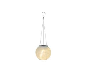Lumineo Farolillo solar LED 15 x 10 cm de nailon blanco/blanco cálido - Lámpara solar para jardín balcón - Lámpara colgante - Lámpara solar para exterior - Decoración exterior