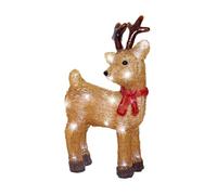 Lumineo Figura de reno LED (acrílico, 30 cm), color marrón y blanco frío | Funciona con pilas con temporizador y 24 luces - Decoración de ventana terraza Navidad decoración de invierno