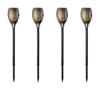 Lumineo Iluminación solar para jardín, efecto llama, 61 cm, plástico, juego de 4 antorchas LED para jardín, lámpara solar para jardín, lámpara de jardín, lámpara solar para exteriores, luz blanca