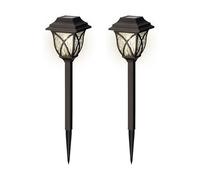 Lumineo Juego de 2 lámparas solares LED para exteriores, 33 cm, plástico, para jardín, para jardín, jardín, jardín, jardín, color negro blanco cálido