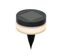 Lumineo Lámpara solar LED para camino, 9 x 12 cm, plástico, lámpara solar para jardín, arriate o entrada, foco de suelo, enchufe solar, iluminación de camino, lámpara exterior para suelo, negro/blanco