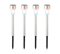 Lumineo Lámpara solar LED para exteriores, 24 cm, acero inoxidable, con cambio de color, juego de 4 unidades, lámpara solar para jardín, lámpara de jardín, lámpara solar e iluminación de jardín para