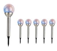 Lumineo Lámpara solar LED para exteriores, 30 cm, acero inoxidable y cristal con cambio de color, juego de 6 unidades, lámpara solar para jardín, lámpara de jardín, lámpara solar e iluminación de