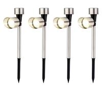 Lumineo LED Solar Außenleuchte 23cm Edelstahl 4er Set Solarleuchte Gartenlicht zum stecken - Gartenleuchte Wegelleuchte Gartenlampe Solarlicht Solarlampen Gartenbeleuchtung für Außen Garten Warmweiß