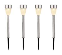 Lumineo LED Solar Außenleuchte 26cm Edelstahl 4er Set Solarleuchte Gartenlicht zum stecken Gartenleuchte Wegelleuchte Gartenlampe Solarlicht Solarlampen Gartenbeleuchtung für Außen Garten Warmweiß