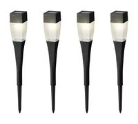 Lumineo LED Solar Außenleuchte 27,5cm Kunststoff 4er Set Solarleuchte Gartenlicht zum stecken Gartenleuchte Solarlicht Solarlampen Gartenbeleuchtung für Außen Schwarz Warmweiß