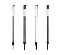 Lumineo LED Solar Außenleuchte 57cm Edelstahl 4er Set Solarleuchte Gartenlicht zum stecken Gartenleuchte Wegelleuchte Gartenlampe Solarlicht Solarlampen & Gartenbeleuchtung für Außen Garten Warmweiß