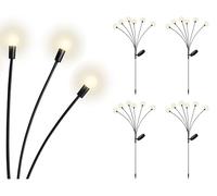 Lumineo Luces solares para jardín, 70 cm, 6 LED, blanco cálido, plástico, juego de 4 lámparas solares para jardín, iluminación de jardín, iluminación de jardín, iluminación de jardín, decoración de