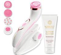 Lumineo PRO limpieza facial profunda, cepillo facial con 4 accesorios, USB-C, IPX6 resistente al agua, con gel limpiador a juego para pieles sensibles (rosa)