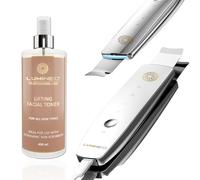 Lumineo ultrasónico aparato de exfoliación con 4 funciones: ultrasonido, iones, EMS, LED, elimina puntos negros, acné, limpia los poros, exfolia, Skin Scrubber con 400 ml de tóner (Lifting)