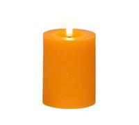Lumineo Vela LED con función de temporizador, 7 x 11 cm, cera con efecto parpadeante, funciona con pilas, color naranja y blanco cálido