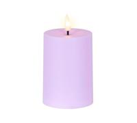 Lumineo - Vela solar LED para exterior, 7 x 10 cm, de plástico, decoración de jardín para exteriores y jardines, vela decorativa para pilar, color morado y blanco cálido