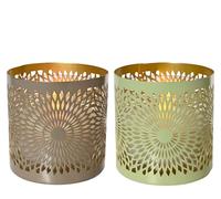 Lumineo Velas LED solares de 8 x 8 cm, metal, 1 unidad, surtidos, vela solar con efecto parpadeante y juego de luz, farolillo solar para exteriores, vela solar para exteriores, decoración de jardín