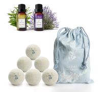 LUMINER Bolas de Lana Secadora de Ropa, 6x Bolas para Secadora Antiarrugas y Que Atrapan el Cabello con 2 Aceites Esenciales de Lavanda y Árbol de Té, Bolas para Secadora Silenciosas y Perfumadas