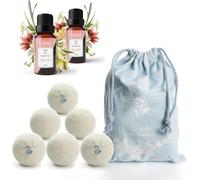 LUMINER® Bolas para secadora, 6 bolas para secadora antiarrugas con 2 aceites esenciales con talco, bolas de lana para secadora con ambientador para la colada
