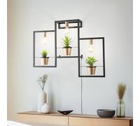 Luminex Aplique de pared Flores, 3 luces, negro/oro, con enchufe