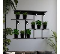 Luminex Aplique de pared Shelf, negro, ancho 102 cm, madera, 4 luces.