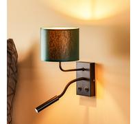 Luminex Aplique de pared Soho, cilíndrico, brazo de lectura verde/dorado