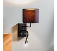 Luminex Aplique de pared Soho cilíndrico con brazo de lectura negro/dorado