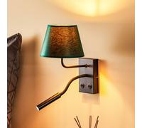 Luminex Aplique de pared Soho, cónico, brazo de lectura, verde/dorado