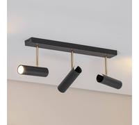 Luminex Axion plafón, 3 luces, negro/oro, largo, acero
