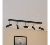 Luminex Axion plafón, 5 luces, negro/oro, largo, acero
