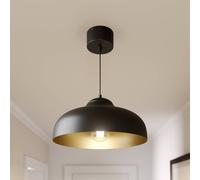 Luminex Lámpara colgante Basca, exterior negro, interior dorado, 1 luz.